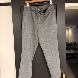 LOFT Women's Gray Houndstooth Checkered Drawstring Pants - L